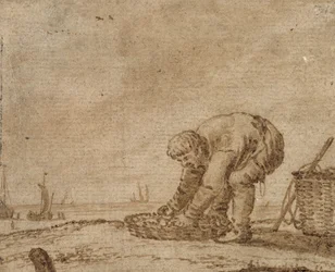 Rybář na mořském pobřeží, 1623 (pero a inkoust na papíře)
